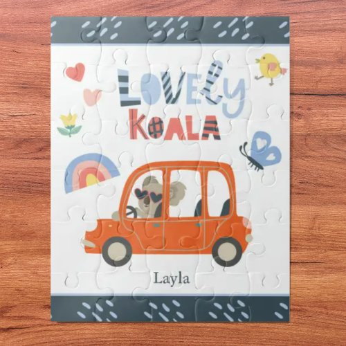 Lovely Koala Little Girl First Name Cute Animal Jigsaw Puzzle