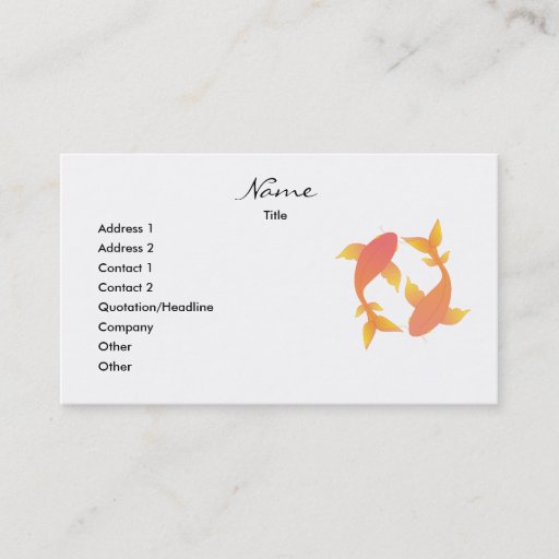 Customizable Lovely Koi Business Card Templates