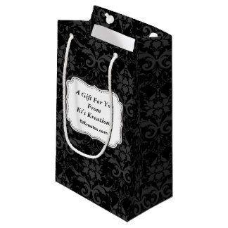 Lovely Labels Black Damask Small Gift Bag