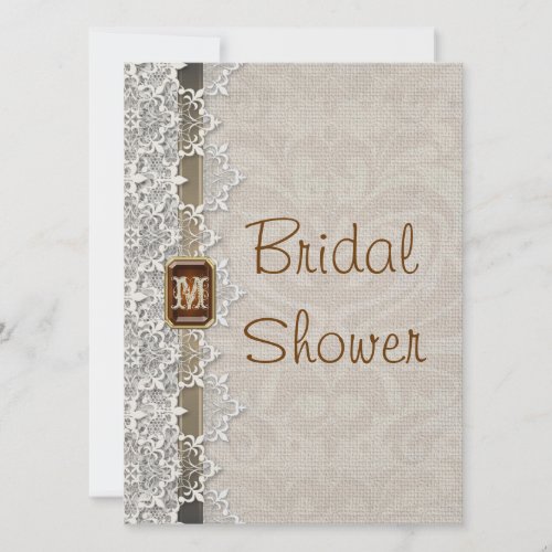Lovely Lace &amp; Burlap Chic Bridal Shower Invitation