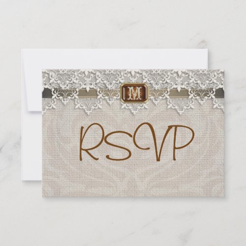 Lovely Lace &amp; Burlap Chic Wedding Rsvp Invitation