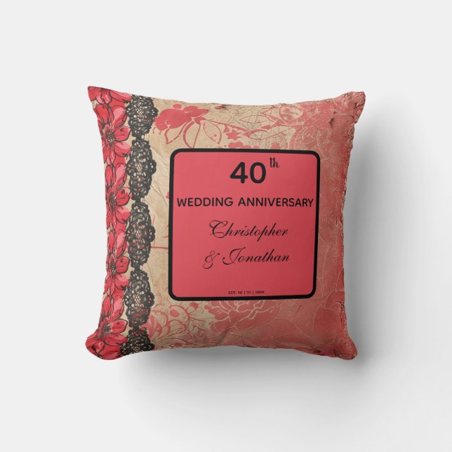 Lovely Lacy Boutique 40th Wedding Anniversary  Throw Pillow (Front)