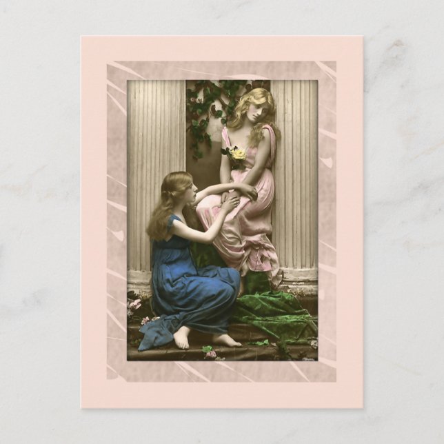 Lovely ladies beside columns Victorian Postcard (Front)