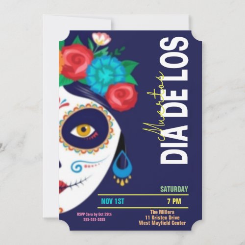 Lovely Lady Dia de los Muertos Party Invitation