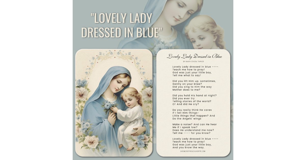 Lovely Lady Dressed in Blue Poem Mary and Jesus Business Card | Zazzle