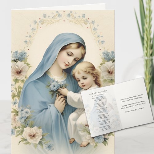 Lovely Lady dressed in blue Religious Poem  Card