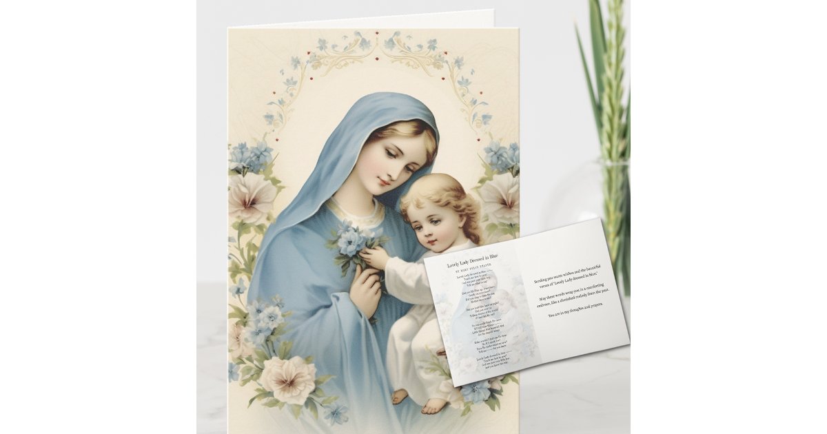 "Lovely Lady dressed in blue" Religious Poem Card | Zazzle