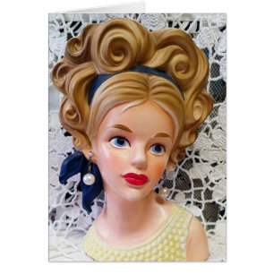Lovely Lady Head Vase Big Bouffant Hair 1960s Cards
