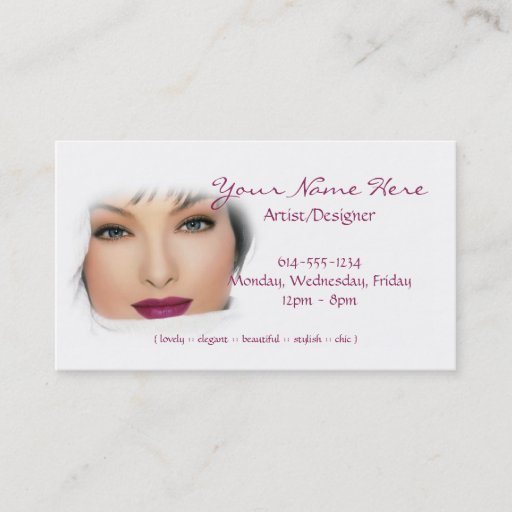 Customizable Lovely Lady Makeup/Nails/Beauty 2 Business Cards