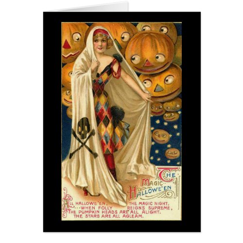 Lovely Lady Vintage Halloween Greeting Card