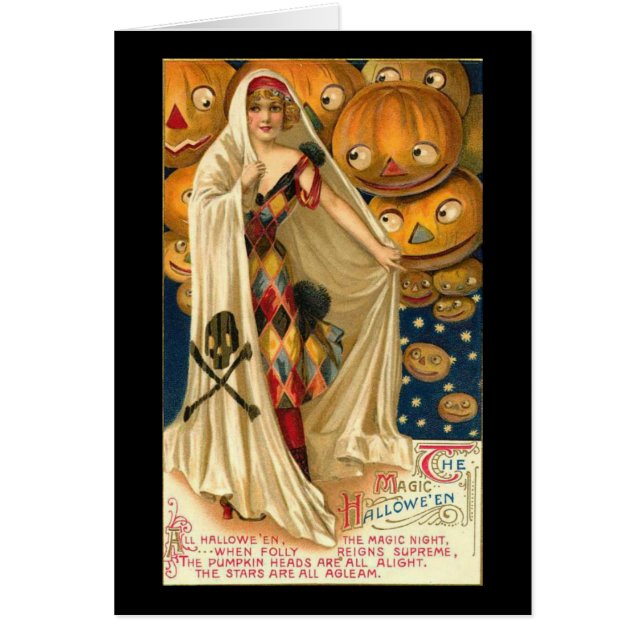 Lovely Lady Vintage Halloween Greeting Card (Front)