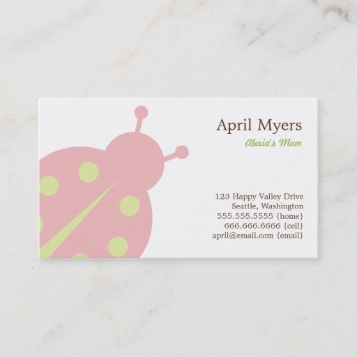 Customizable Lovely Ladybug Mommy Cards Business Card