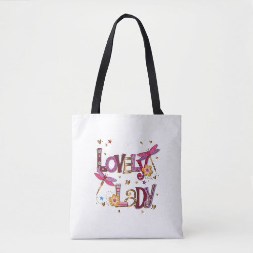 LOVELY LADYS TOTE WITH PURPLE BACK