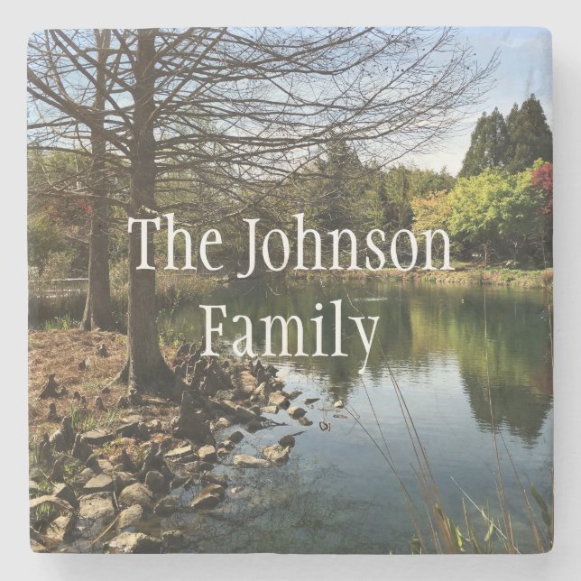 Lovely Lake Phot Stone Coaster (Front)