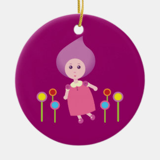 Lovely Lana Lea Runs Through The Flowers Ceramic Ornament