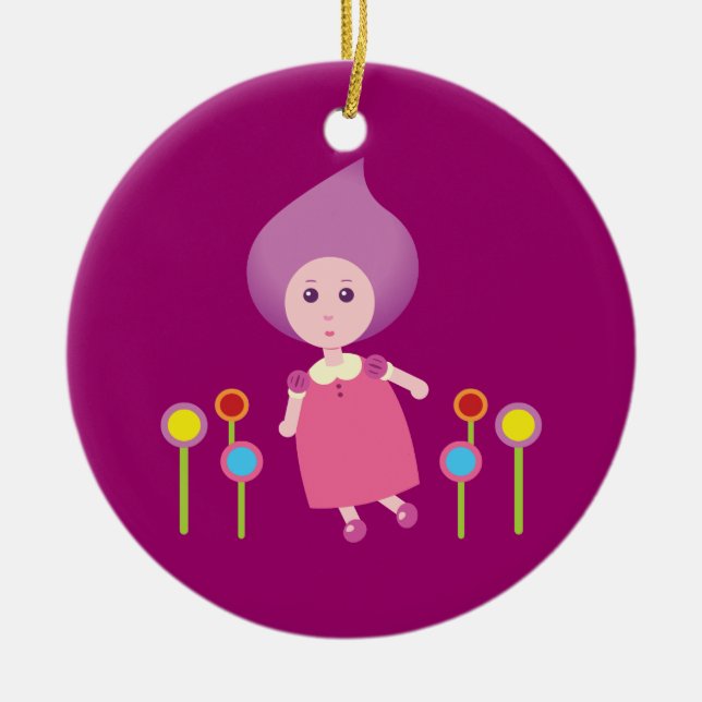 Lovely Lana Lea Runs Through The Flowers Ceramic Ornament (Front)