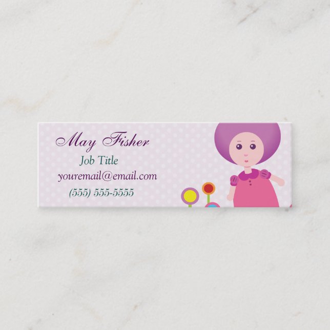 Lovely Lana Lea Runs Through The Flowers Mini Business Card (Front)