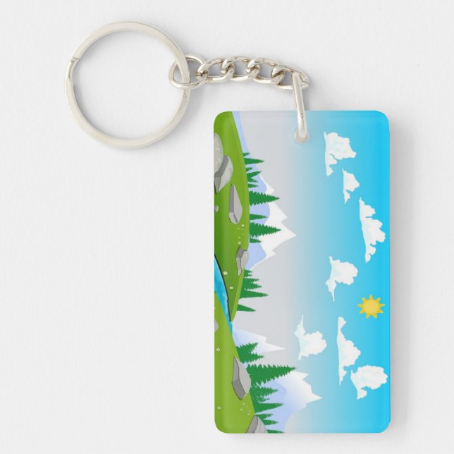 Lovely landscape drawing keychain (Front)