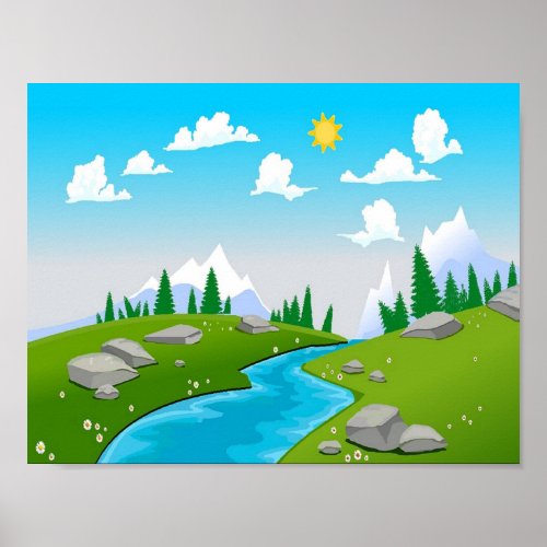 lovely landscape drawing poster