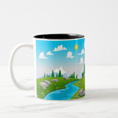 lovely landscape drawing Two_Tone coffee mug