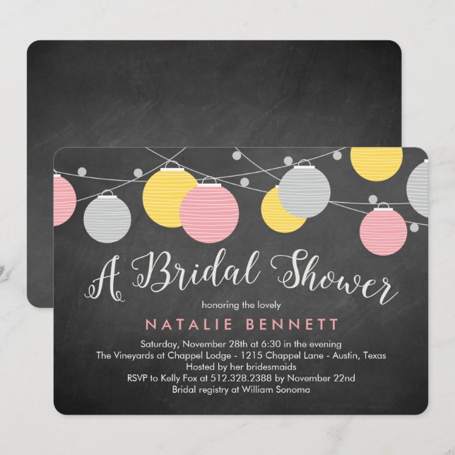 Lovely Lanterns Bridal Shower Invitation (Front/Back)