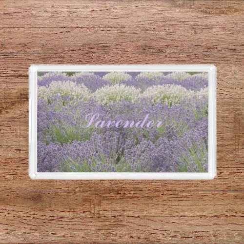 Lovely Lavender Garden Floral Acrylic Tray