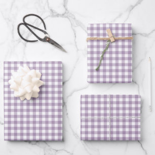 Lovely Lavender Gingham Check Pattern Wrapping Paper Sheets