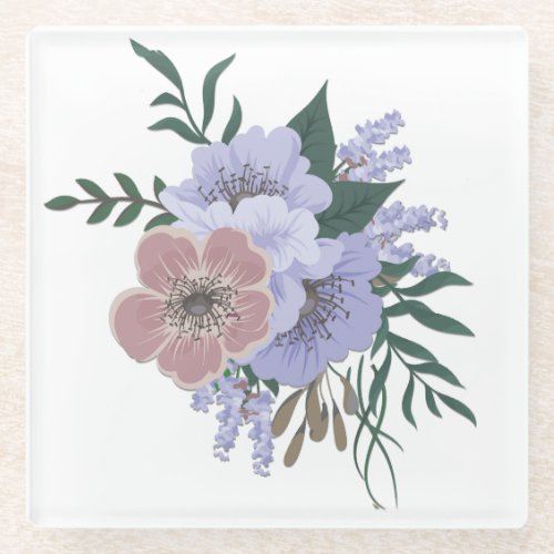 Lovely Lavender in Bouquet  Glass Coaster