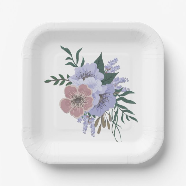 Lovely Lavender in Bouquet  Paper Plates (Front)