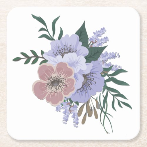 Lovely Lavender in Bouquet  Square Paper Coaster