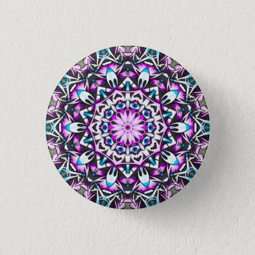 Lovely Lavender Kaleidoscope Mandala Button
