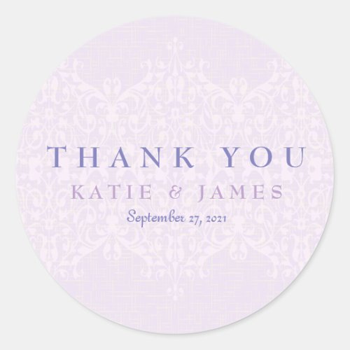 Lovely Lavender  Lace Thank You Stickers