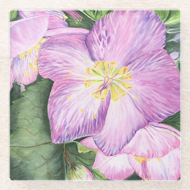 Lovely Lavender Lenten Rose Glass Coaster (Front)