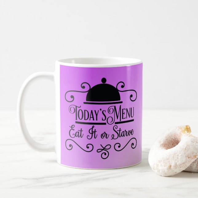 Lovely Lavender Ombre Kitchen Quotes Coffee Mug (With Donut)