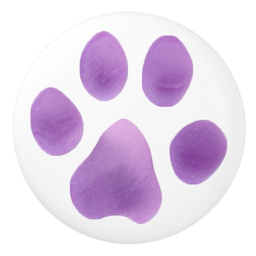 Lovely Lavender Paw Print Ceramic Knob