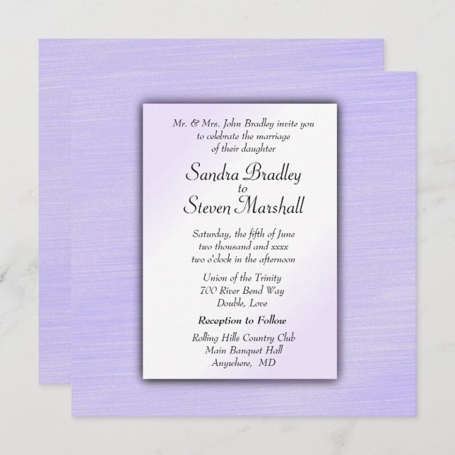 Lovely Lavender Wedding  Invitation (Front/Back)