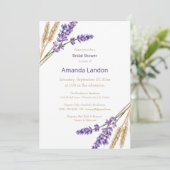 Lovely Lavender & Wheat Bridal Shower Invitation (Standing Front)