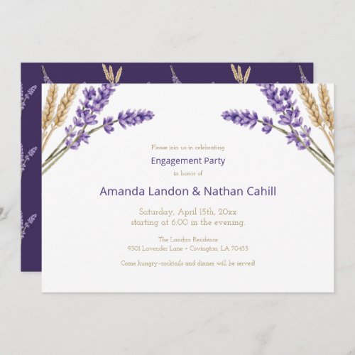 Lovely Lavender  Wheat Engagement Party Invitation