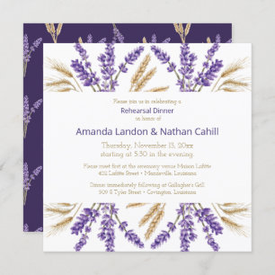 Lovely Lavender & Wheat Rehearsal Dinner Invitation