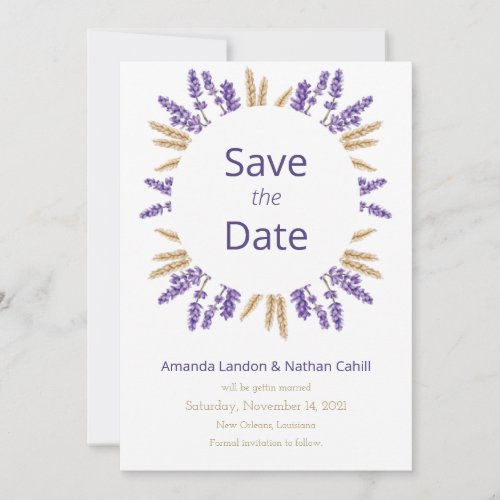Lovely Lavender  Wheat Save The Date