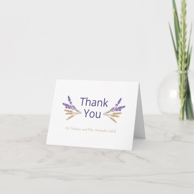 Lovely Lavender & Wheat Thank You Card (Front)