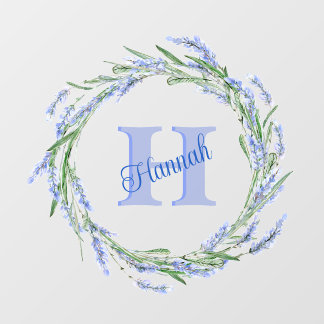 Lovely Lavender Wreath with Monogram Name & Initia Wall Decal