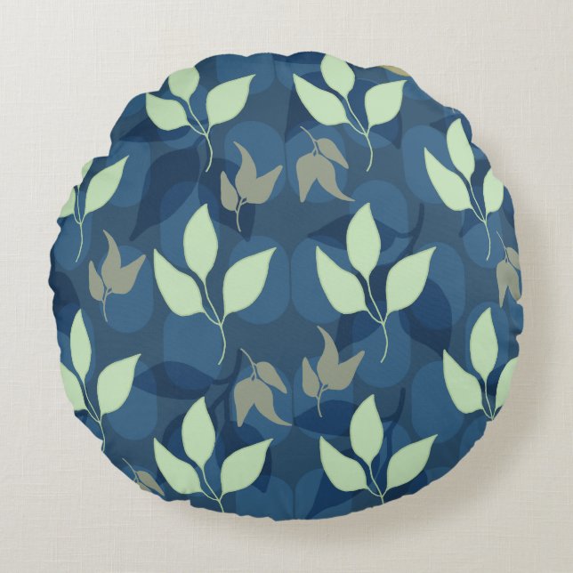 Lovely Leafy Pattern Round Pillow (Front)