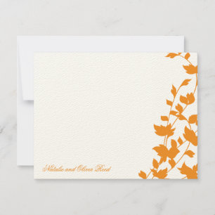 Lovely Leaves Flat Thank You Cards - Orange