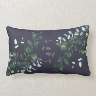 Lovely Leaves on Navy Lumbar Pillow