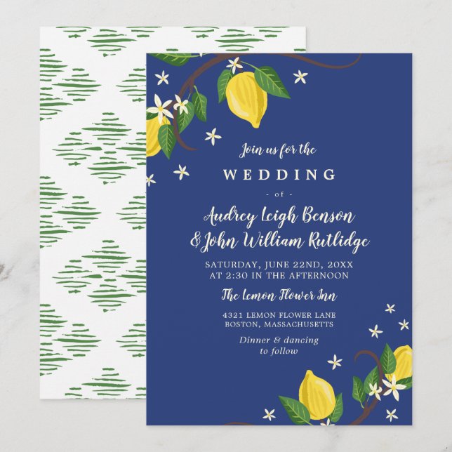 Lovely Lemon Branches - Floral Wedding Invitation (Front/Back)