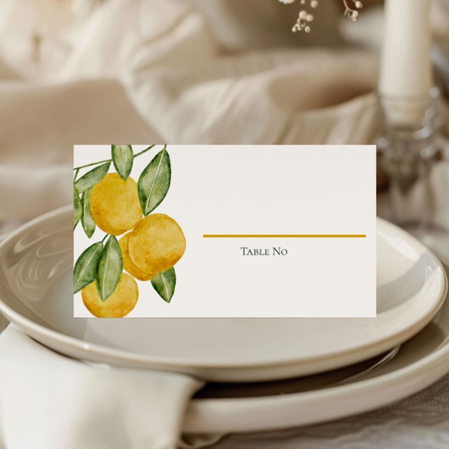 Lovely Lemon Tree Branch Watercolor Party / Shower Place Card (Creator Uploaded)