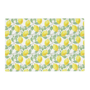 Lovely Lemon Tree Pattern Country Laminated Placemat