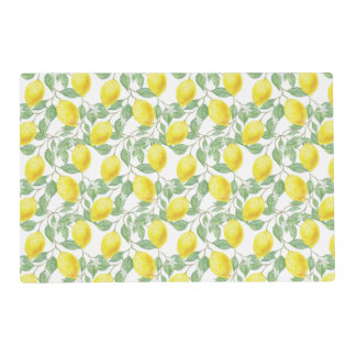 Lovely Lemon Tree Pattern Country Laminated Placemat