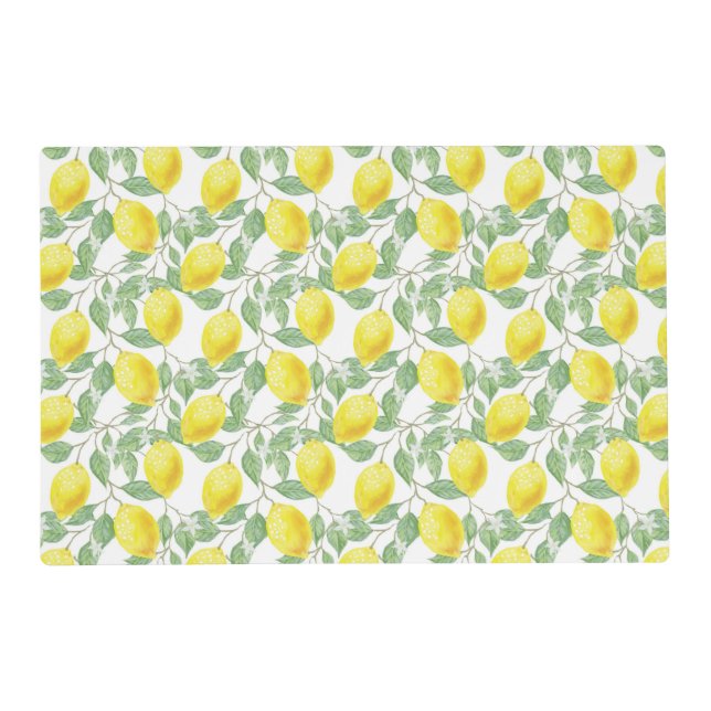 Lovely Lemon Tree Pattern Country Laminated Placemat (Front)